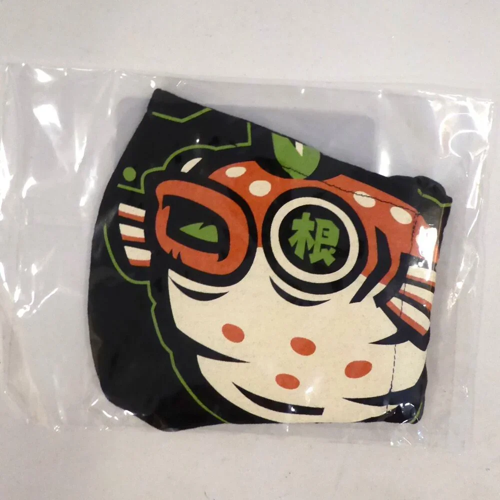 NEW SUMOFISH BRAND BLACK CLOTH FACE MASK FULL COLOR SCREEN PRINT FISH ADULT SIZE